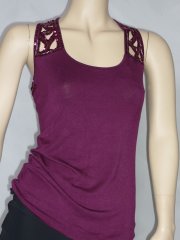 Sequin Racer-Back Aubergine Vest Top