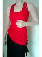 Sequin Racer-Back Red Vest Top