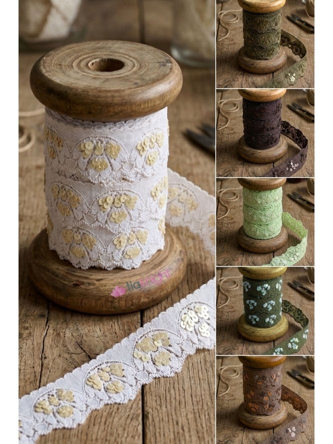 Sequin Scalloped Edging Stretch Lace Trimming