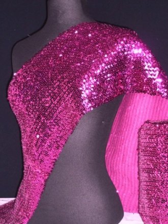 Sequins (23 cms) Stretchy Material With Elastane- Pink Q566 PN