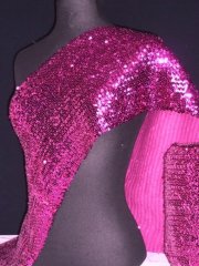 Sequins (23 cms) Stretchy Material With Elastane- Pink Q566 PN