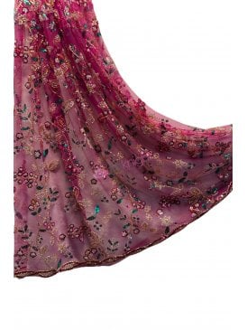 Sequins Beaded Ethereal Floral Sheer Net Fabric Saree Dress Material SQ897