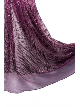 Sequins Beaded Floral Detail Sheer Net Fabric Saree Dress Material SQ898