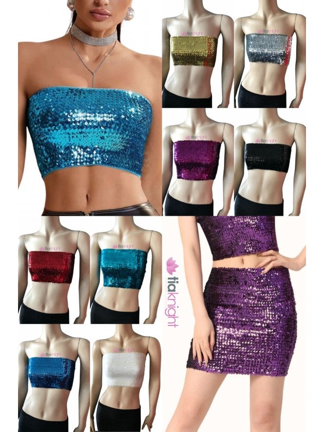 Sequins Elastic Stretchy Wide Banded Dressmaking Bandeau Trim- SQ651