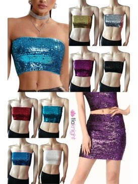 Sequins Elastic Stretchy Wide Banded Dressmaking Bandeau Trim- SQ651