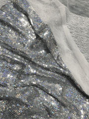 Sequins Hologram Glitz Mesh Stretch Fabric- Silver/White SQ719 SLV