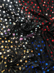 Sequins Hologram Party Disco Balls Stretchy Mesh Fabric- SQ633