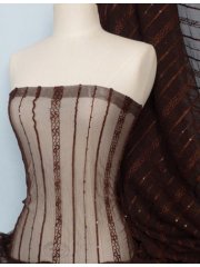 Sequins Mesh Stretch Fabric- Brown Q756 BR