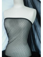 Sheer Diamond Dotted Fishnet Fabric- Black Q1236 BK