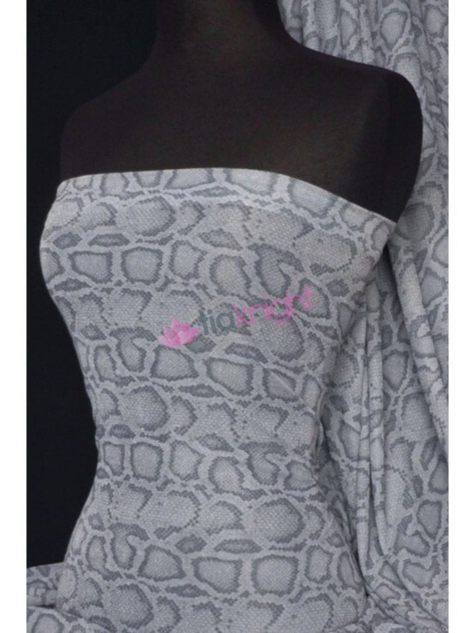 Sheer Snake Shimmer Stretch Material- Silver Q580 SLV