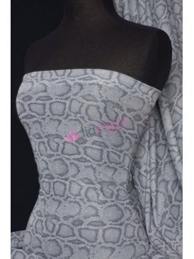 Sheer Snake Shimmer Stretch Material- Silver Q580 SLV