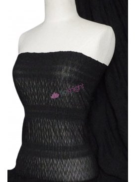 Sheer Stretch Crinkle Shirred Soft Fabric- Black Q1145 BK