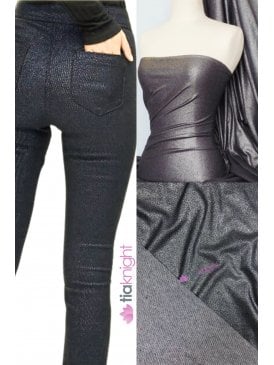 Shimmer Denim Look Stretch Fabric- Blue/Black Q1045 BLBK