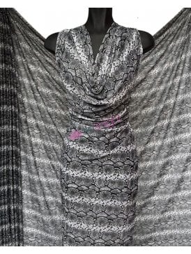 Shimmer Print Stretch Sheer Fabric- SQ979