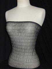 Shirring Power Mesh 4 Way Stretch Material- Black Q1266 BK