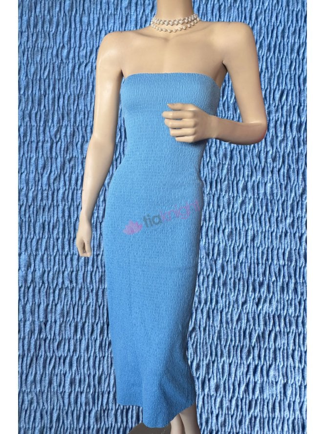 Shirring Tubular Elastane Stretch Fabric- Denim Blue SQ945 DNM
