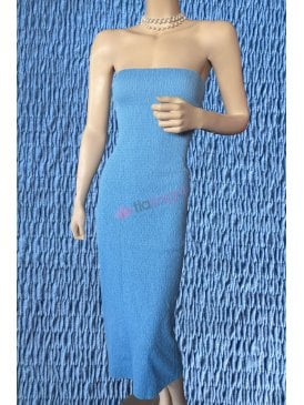 Shirring Tubular Elastane Stretch Fabric- Denim Blue SQ945 DNM