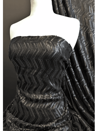 Showtime Dress/Dance Heavy Weight Sequins Lycra Fabric- Chanel Matte 3D SEQ80 BK