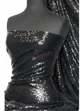Showtime Fabric All Over Stitched 3mm Sequins- Black SEQ53 BK