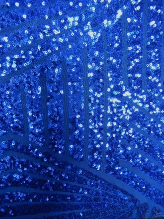 Showtime Fabric All Over Stitched 3mm Sequins - Electra Blue Stripes SEQ55 EBL