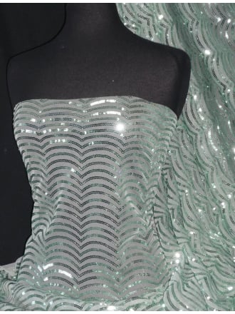 Showtime Fabric All Over Stitched 3mm Sequins - Fish Scales Mint SEQ66 MNT