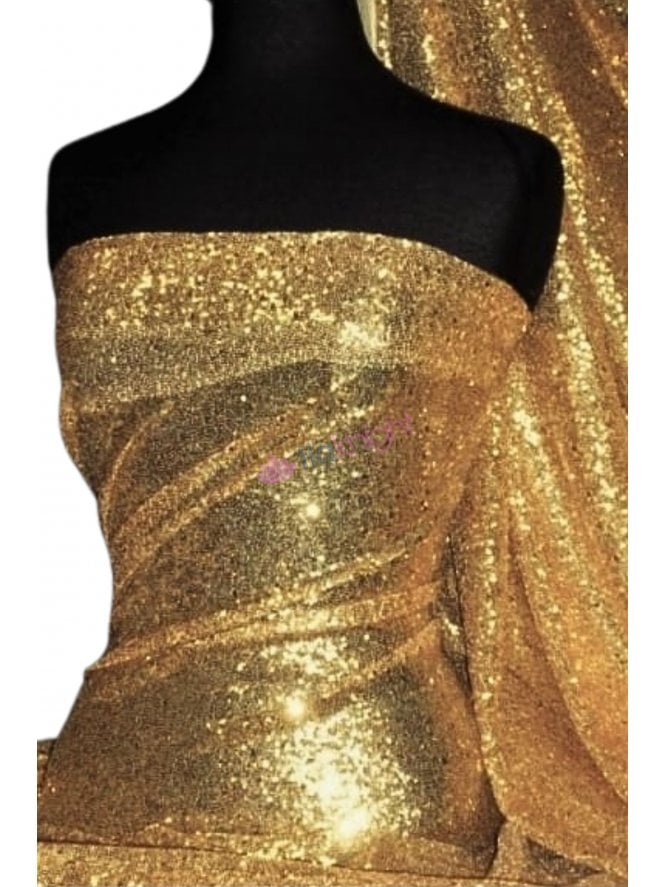 Showtime Fabric All Over Stitched 3mm Sequins - Gold SEQ53 GLD