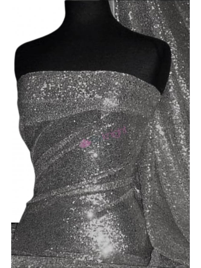 Showtime Fabric All Over Stitched 3mm Sequins - Grey SEQ53 GR