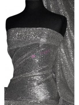 Showtime Fabric All Over Stitched 3mm Sequins - Grey SEQ53 GR