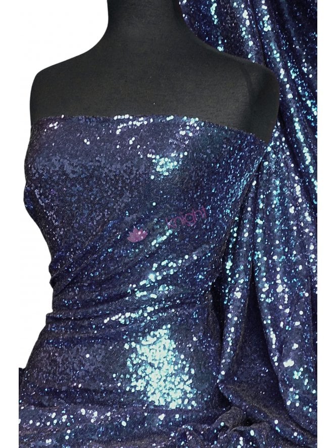 Showtime Fabric All Over Stitched 3mm Sequins - Navy SEQ53 NY