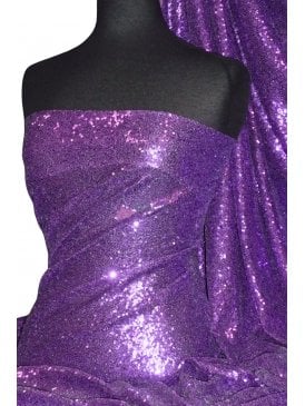 Showtime Fabric All Over Stitched 3mm Sequins - Purple SEQ53 PPL