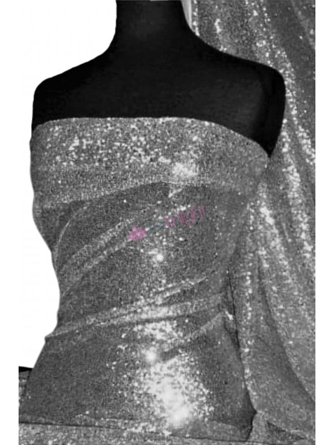 Showtime Fabric All Over Stitched 3mm Sequins - Silver SEQ53 SLV
