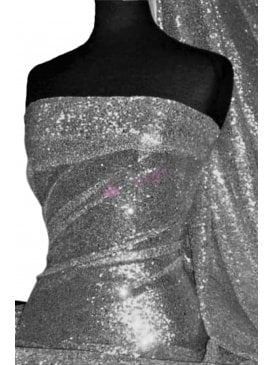 Showtime Fabric All Over Stitched 3mm Sequins - Silver SEQ53 SLV