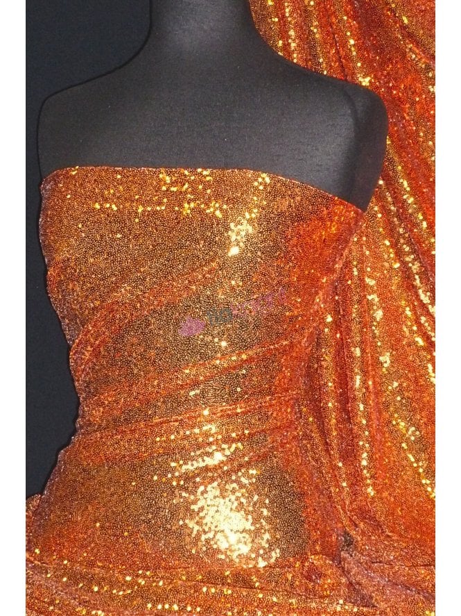 Showtime Fabric All Over Stitched 3mm Sequins - Tropical Orange SEQ53 TROR