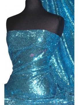 Showtime Fabric All Over Stitched 3mm Sequins- Turquoise Blue SEQ53 TQS