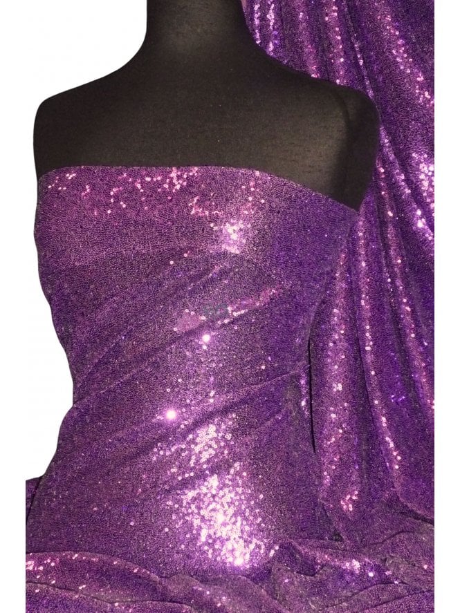 Showtime Fabric All Over Stitched 3mm Sequins - Violet SEQ53 VLT