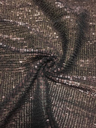 Showtime Fabric All Over Stitched Sequins Pleated Mesh- Brown Glitz SEQ60 BR