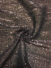 Showtime Fabric All Over Stitched Sequins Pleated Mesh- Brown Glitz SEQ60 BR