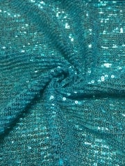 Showtime Fabric All Over Stitched Sequins Pleated Mesh- Turquoise Glitz SEQ60 TQ