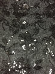 Showtime Fabric All Over Stitched Sequins Sheer- Floral Web Black SEQ61 BK