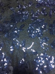 Showtime Fabric All Over Stitched Sequins Sheer- Floral Web Navy SEQ61 NY