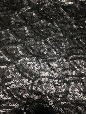 Showtime Fabric All Over Stitched Sequins Silk Touch- Petals Matt Black SEQ64 MTBK