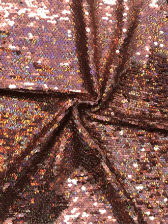 Showtime Fabric Stitched Heavy Stretch Reversible Sequins Mesh- Sunkissed Pink SQ737 PN