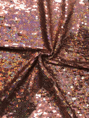 Showtime Fabric Stitched Heavy Stretch Reversible Sequins Mesh- Sunkissed Pink SQ737 PN