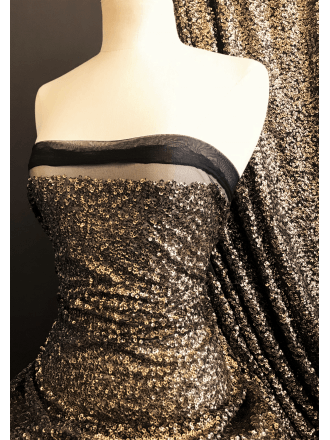 Showtime Sequins Dress/Dance Net Fabric- Golden Goddess SEQ77 BKGD