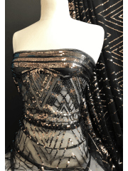 Showtime Sequins Dress/Dance Net Fabric- Zig Zag Shards SEQ75 BKCOP