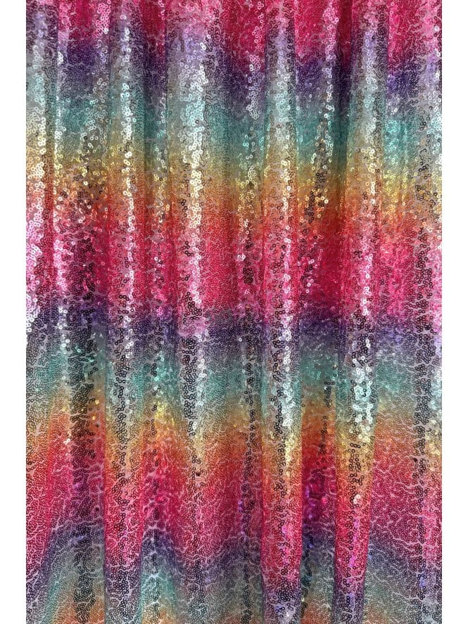 Showtime Stitched 2mm Sequins Fabric- Rainbow Mermaid SQ946 MLT