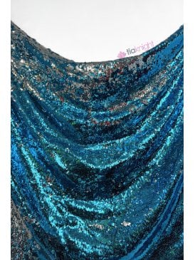 Showtime Stitched 4mm Reversible Sequins Satin Fabric- Turquoise SQ982 TQS