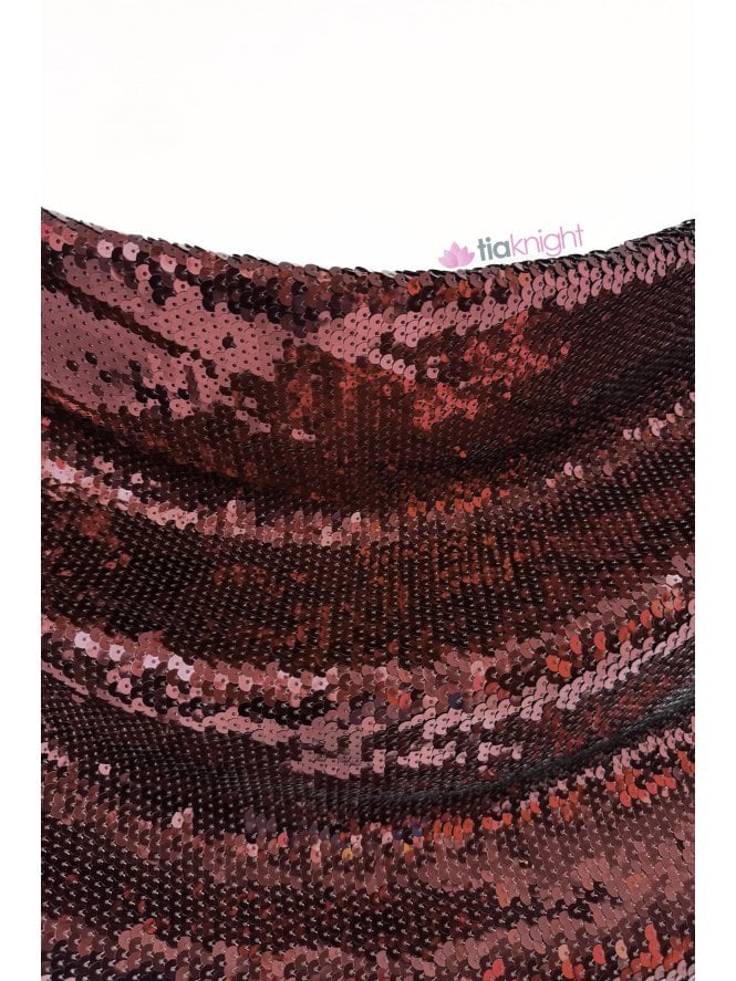 Showtime Stitched 5mm Sequins Chiffon Fabric- Chocolate Brown SQ983 CHBR