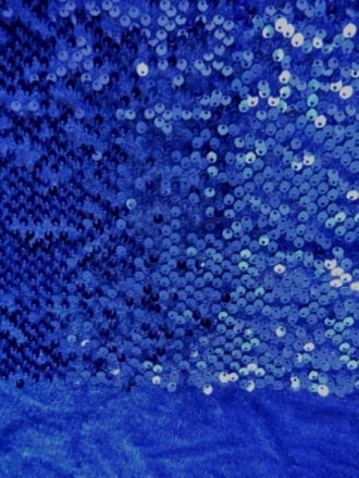 Showtime Velvet Fabric All Over Stitched 3mm Sequins Stretch- Rich Blue SEQ59 RCHBL