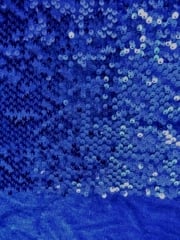 Showtime Velvet Fabric All Over Stitched 3mm Sequins Stretch- Rich Blue SEQ59 RCHBL